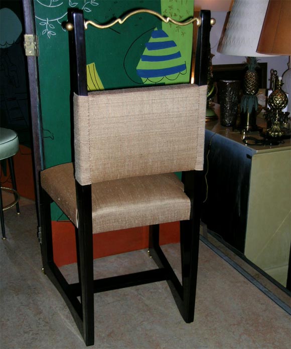 Unknown Set of 6 Unusual Side Chairs With Top Metal Rail For Sale