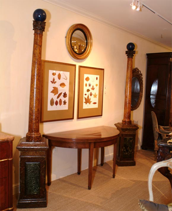 Pair of Neo-Classical Burl Tapered Columns
