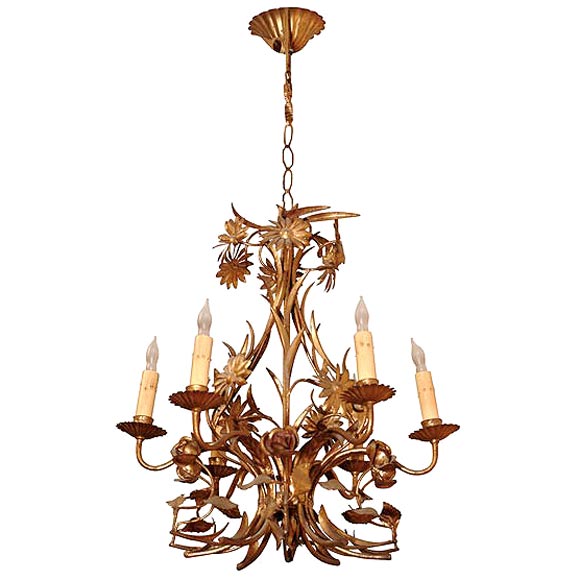A Circa 1890 Louis XV Style Iron Chandelier For Sale