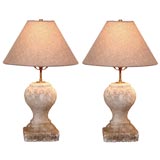 Pair 19th Century Stone Pedestals as Lamp Bases