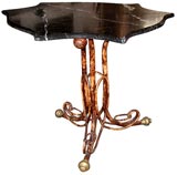 C. 1890 French Faux Iron Table Base / Marble Top