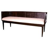 Chic Cane and Ultra Suede Upholstered Settee