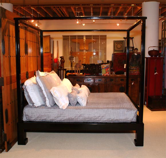 Contemporary Black Lacquer Bed
