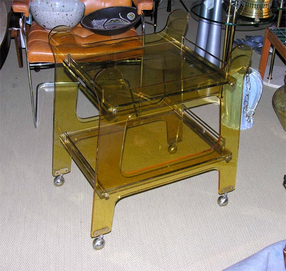 Italian Amber Lucite Bar Cart