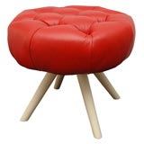 A Leather Upholstered Conversation Stool by William Haines