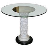 Ceramic Base Table with Round Glass Top