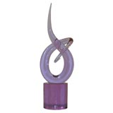 Lavender glass sculpture by R. Anatra.