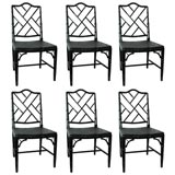 Set of 6 Vintage Chippendale Bamboo Chairs