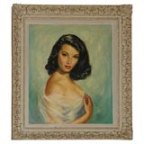 Vintage Original oil painting of Hollywood Glamour Starlet