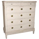 Antique 18th Century Louis XVI White Painted Chest on Base