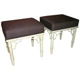 Pair of yellow faux bamboo stools