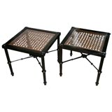 Mahoghany and cane pull-up tables