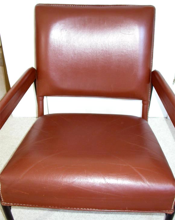 Lounge Chair by Jacques Adnet for the SS France In Excellent Condition In SouthPort, CT