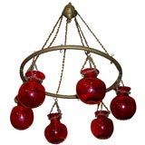 Egyptian Handblown Red Glass Globe Chandelier