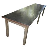 French Industrial Metal Top Work Table