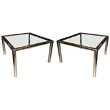 Pair of Chrome Frame Glass Top End Tables
