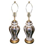 Pair of Bell Jar Mercury Glass Lamps