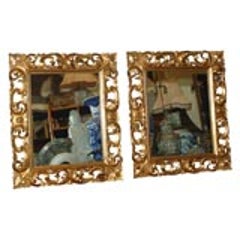Pair of Italian Roccoco Style Gilt and Carved Wood Mirrors Late 19th Century 8