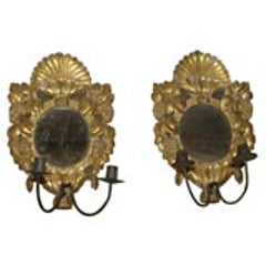 Pair of 18th Century Italian Giltwood and Mirror Candle Sconces 9