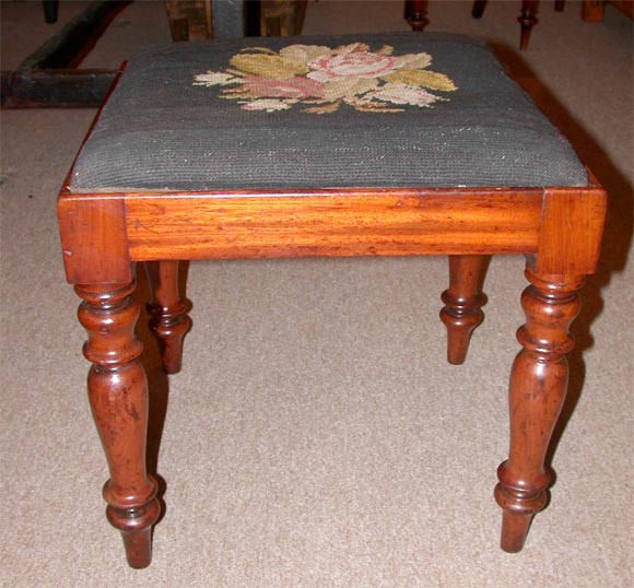 19th Century Pair of Early Victorian  Needlepoint Stools For Sale