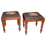 Antique Pair of Early Victorian  Needlepoint Stools