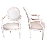 Antique Pair of Gustavian Style Arm Chairs