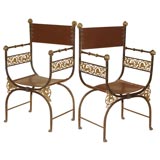 Antique Late 19th Century Pair of Italian Villa Chairs