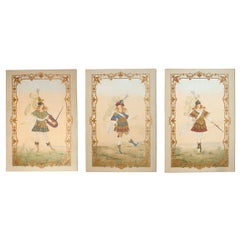 Matched set 3 paintings of the Commedia dell
arte, signed IDA
