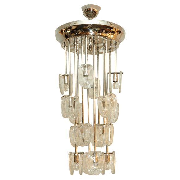 Italian Murano Glass Disk Chandelier For Sale