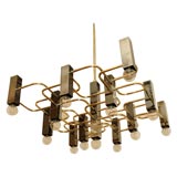 French Gunmetal and Brass Chandelier