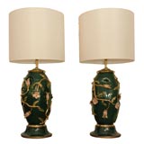 Italian Emerald Ceramic Lamps