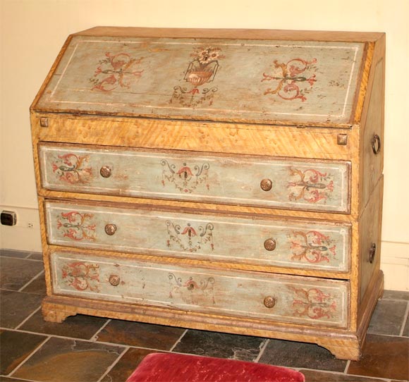 Italian neoclassical painted slant-front desk