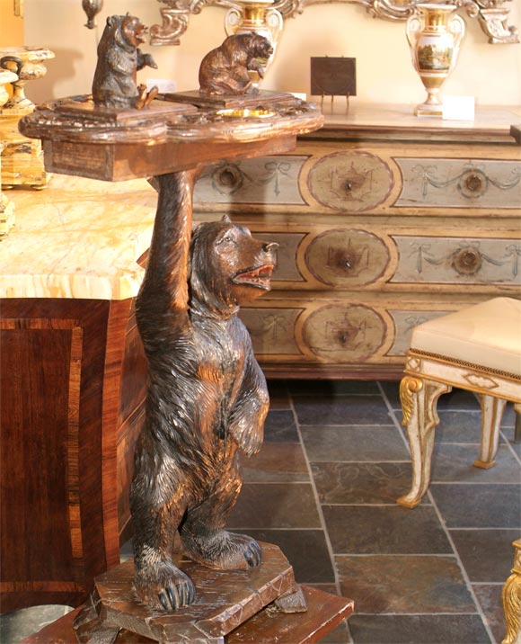 Black Forest carved wood smoker's stand