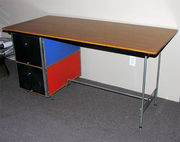 Walnut and Metal Office Desk