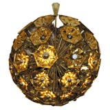 Important Monumental IImari Tapiovaara 24k Gold Chandelier