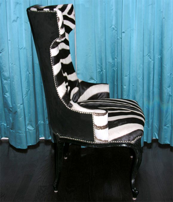 Contemporary Custom Zebra Skin Upholstered Chairs