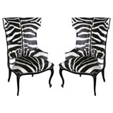 Custom Zebra Skin Upholstered Chairs