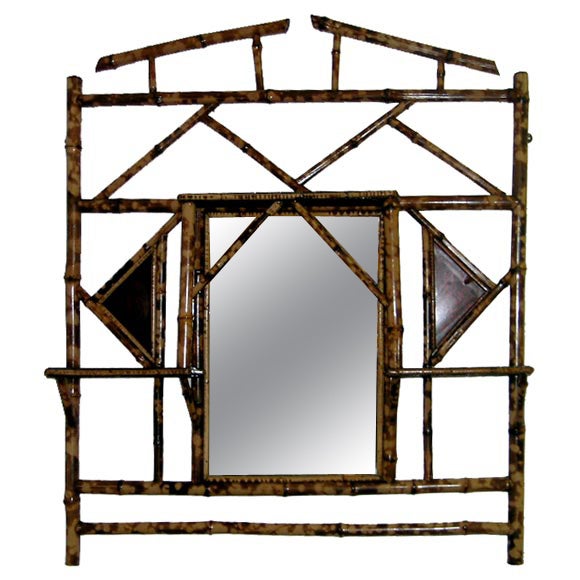 English Victorian Bamboo Over-Mantle Mirror