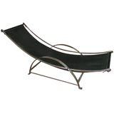 Metal and leather chaise lounge