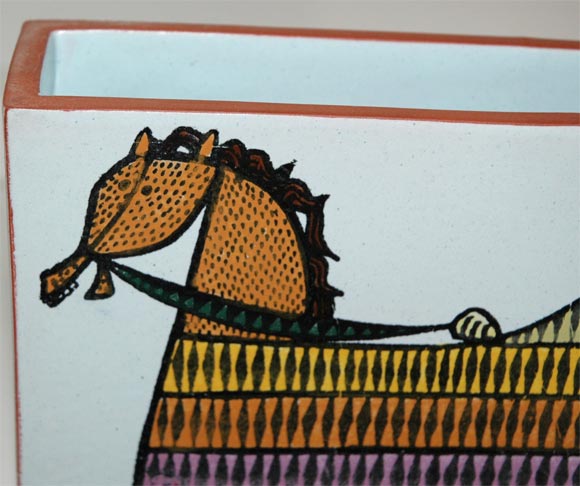 Rectangular Faience Vase by Stig Lindberg In Excellent Condition In Los Angeles, CA