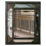 Dutch  Mirror with Brass Repousse Corners and Beveled Glass