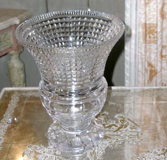 Mid-20th Century Beautiful Pair of Cut Crystal Vases