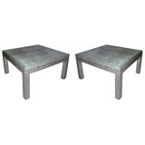 Vintage Pair of Patterned Tin Low Tables
