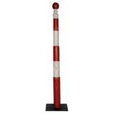 Antique 19THC BARBER POLE IN ORIGINAL RED AND WHITE PAINT FROM NEW ENGLA