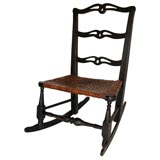 Antique 18THC ORIGINAL BLACK PAINTED NEW ENGLAND ROCKING CHAIR