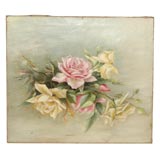 19THC OIL PAINTING  OF ROSES