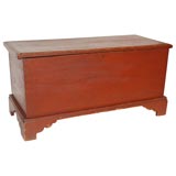 19THC ORIGINAL RED PAINTED BLANKET CHEST FROM NEW JERSEY