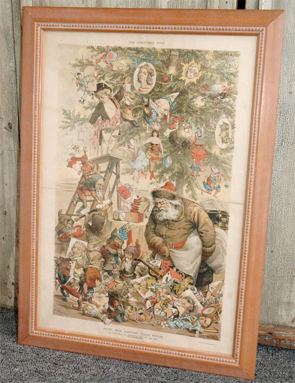 "THE  CHRISTMAS  PUCK" LITHO/PRINT IN FRAME