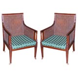 Antique Pair of Regency Style Caned Bergere Armchairs