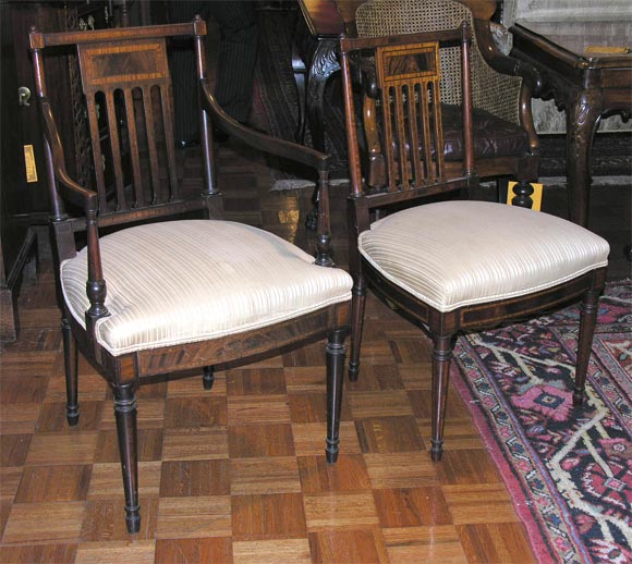 Set of Six Sheraton Mahogany & Inlaid Dining Chairs